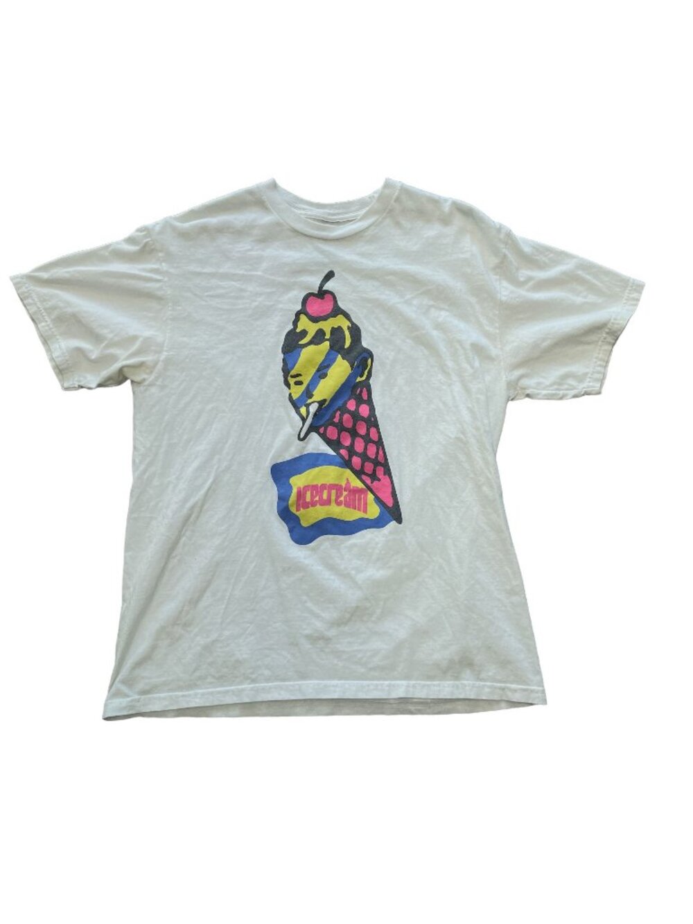 Pre-Owned Ice Cream Cone White T-Shirt - Size Large